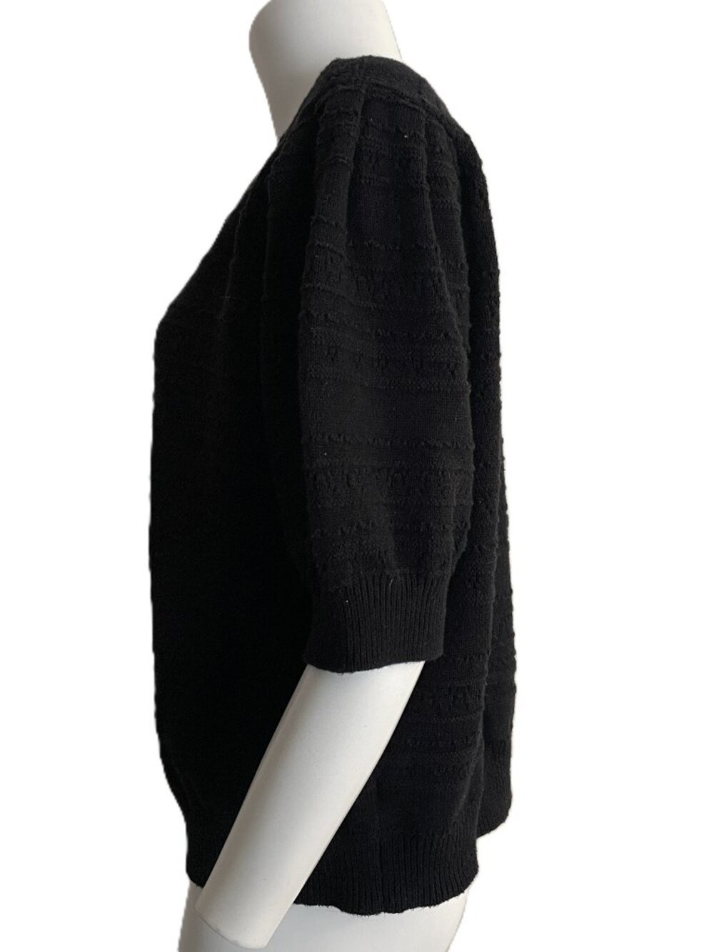 Draper James Sweater Short Sleeve Women's XXL Black Puff Sleeve Knit Top Buttons - Picture 2 of 13